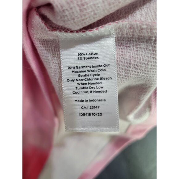 Talbots Women XL Tie Dye Pullover Top French Terry Sweatshirt Colorful Pink Blue - Picture 6 of 6